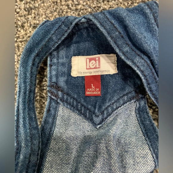 l.e.i. blue jean bibs - girls large - Picture 2 of 2